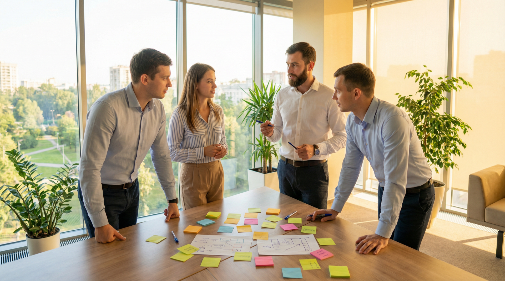 Команда обсуждает идеи